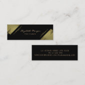 Elegant modern, Faux Gold, Stripes, zwart Mini Visitekaartje (Voorkant / Achterkant)
