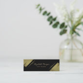Elegant modern, Faux Gold, Stripes, zwart Mini Visitekaartje (Staand voorkant)