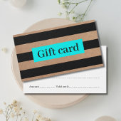 Elegant Modern Faux Kraft Black Turquoise Stripes Visitekaartje