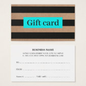 Elegant Modern Faux Kraft Black Turquoise Stripes Visitekaartje (Voorkant /achterkant)