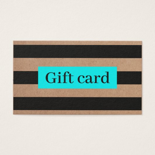 Elegant Modern Faux Kraft Black Turquoise Stripes Visitekaartje (Voorkant)