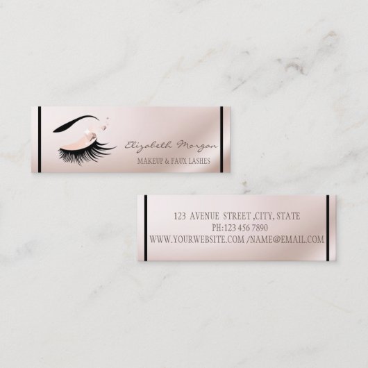 Elegant Modern, Faux Lashes, Makeup Artist Mini Visitekaartje (Voorkant / Achterkant)