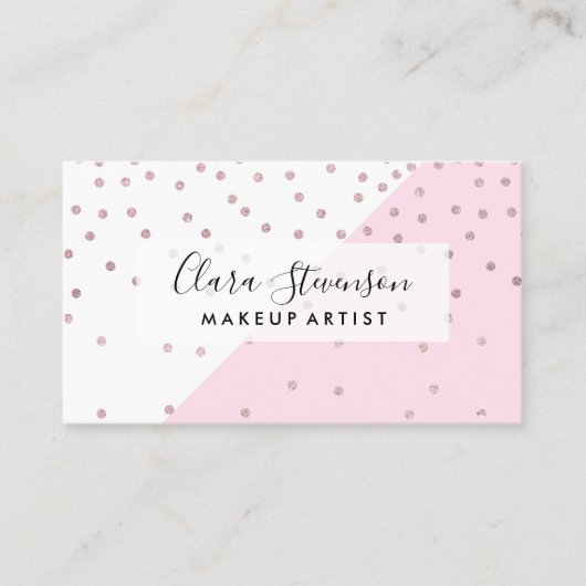 Elegant modern faux roos gold glitter confetti visitekaartje (Voorkant)