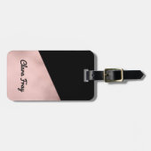 elegant modern faux roos goud zwart geometrisch bagagelabel (Voorkant horizontaal)