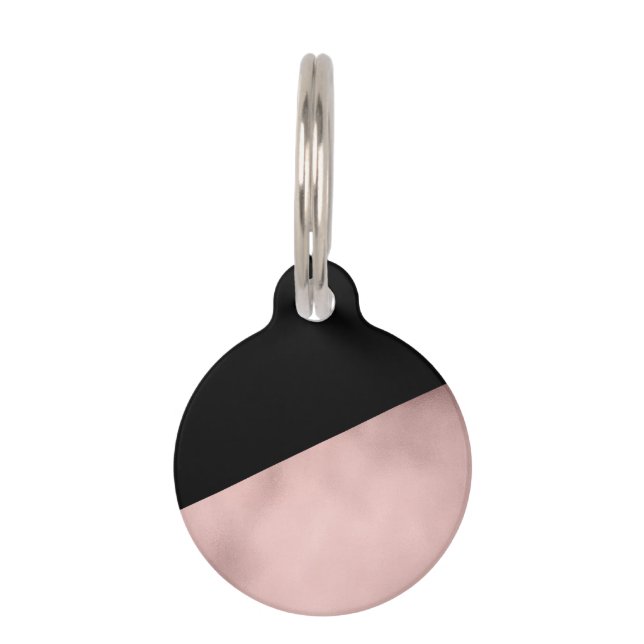 elegant modern faux roos goud zwart geometrisch huisdierpenning (Voorkant)