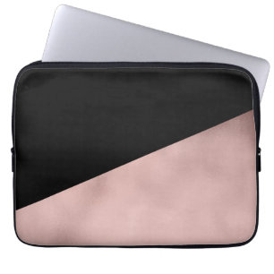 elegant modern faux roos goud zwart geometrisch laptop sleeve