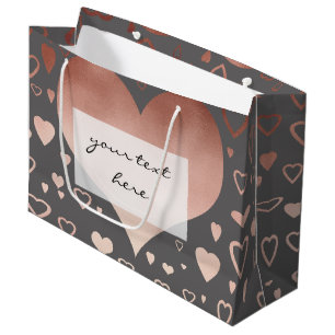 elegant modern faux roos goudharten patroon large cadeautasje