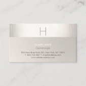 Elegant Modern Faux Silver Foil en Taupe Monogram Visitekaartje (Voorkant)