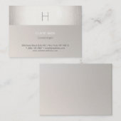 Elegant Modern Faux Silver Foil en Taupe Monogram Visitekaartje (Voorkant / Achterkant)