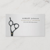 Elegant Modern Faux Silver Scissors Hairdresser Visitekaartje (Voorkant)