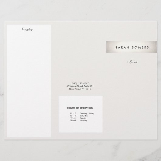 Elegant modern FAUX Silver Striped Salon Brochure (Voorkant)