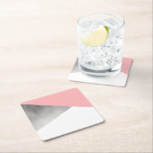 elegant modern faux zilverzwart roze geometrisch kartonnen onderzetters (Insitu)