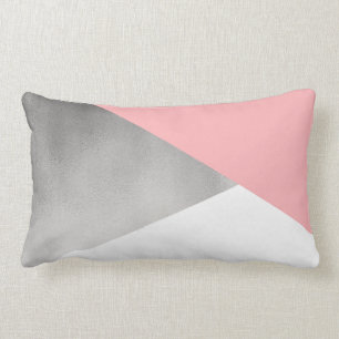 elegant modern faux zilverzwart roze geometrisch kussen