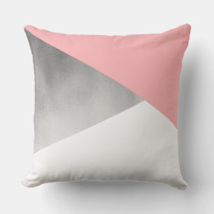 elegant modern faux zilverzwart roze geometrisch kussen