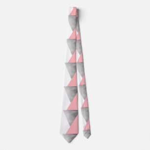 elegant modern faux zilverzwart roze geometrisch stropdas