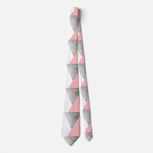 elegant modern faux zilverzwart roze geometrisch stropdas (Voorkant)