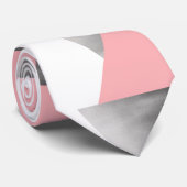 elegant modern faux zilverzwart roze geometrisch stropdas (Opgerold)