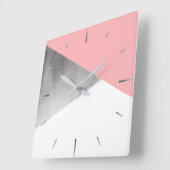 elegant modern faux zilverzwart roze geometrisch vierkante klok (Hoek)