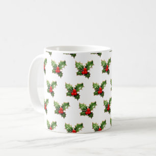 Elegant Modern Feestelijk Holly Kerstpatroon Koffiemok