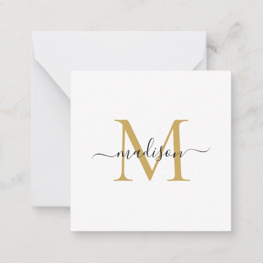 Elegant modern Feminine Monogram Script Gold Notitiekaartje (Achterkant)
