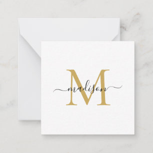 Elegant modern Feminine Monogram Script Gold Notitiekaartje