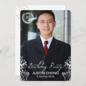 Elegant Modern Fern Foto Birthday - Uitnodigingen (Voorkant / Achterkant)