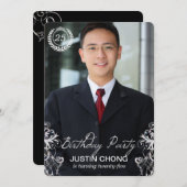 Elegant Modern Fern Foto Birthday - Uitnodigingen (Voorkant / Achterkant)