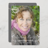 Elegant Modern Fern Foto Birthday - Uitnodigingen (Voorkant / Achterkant)