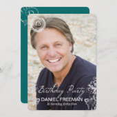 Elegant Modern Fern Foto Birthday - Uitnodigingen (Voorkant / Achterkant)