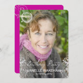 Elegant Modern Fern Foto Birthday - Uitnodigingen (Voorkant / Achterkant)