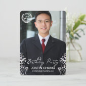 Elegant Modern Fern Foto Birthday - Uitnodigingen (Staand voorkant)