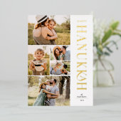 Elegant Modern Five Photo Collage Hanukkah Folie Feestdagenkaart (Staand Voorkant)