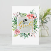 Elegant Modern Floral Afstuderen Afstudeerder Uitn Kaart (Staand voorkant)