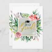 Elegant Modern Floral Afstuderen Afstudeerder Uitn Kaart (Voorkant / Achterkant)
