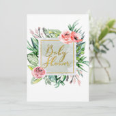 Elegant modern Floral Baby Shower-uitvindingen Kaart (Staand voorkant)