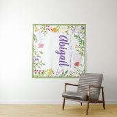 Elegant Modern Floral Bat Mitzvah Foto achtergrond Wandkleed (In Situ (horizontaal))