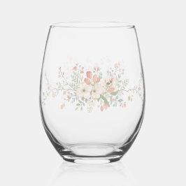 Elegant Modern floral Bird Overlay Flowers wedding Wijnglas Zonder Voet