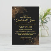 Elegant Modern Floral Black Wedding Invitations Kaart (Staand voorkant)