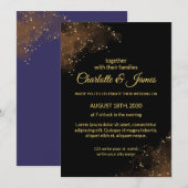 Elegant Modern Floral Black Wedding Invitations Kaart (Voorkant / Achterkant)