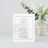 Elegant Modern Floral Black White Wedding Details Informatiekaartje (Staand voorkant)