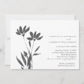 Elegant Modern Floral Black White Wedding Kaart (Voorkant)