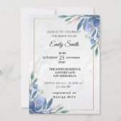 Elegant Modern Floral Blue Botanisch Vrijgezellenf Kaart (Voorkant)