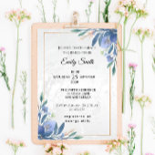 Elegant Modern Floral Blue Botanisch Vrijgezellenf Kaart