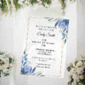 Elegant Modern Floral Blue Botanisch Vrijgezellenf Kaart