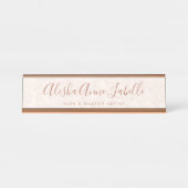 Elegant & modern Floral Blush Pink Patroon Bureau Naambordje (Voorkant)