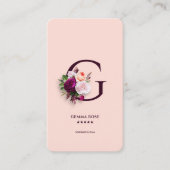 Elegant Modern Floral Botanical G Pink Visitekaartje (Voorkant)