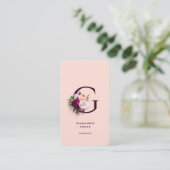 Elegant Modern Floral Botanical G Pink Visitekaartje (Staand voorkant)