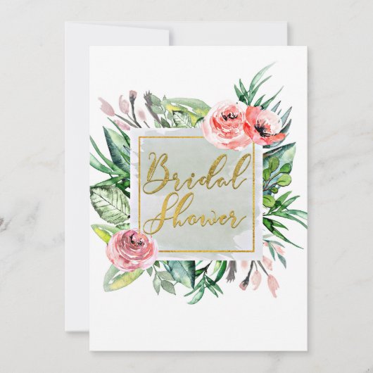 Elegant Modern Floral Bridal Shower Invitations Kaart (Voorkant)