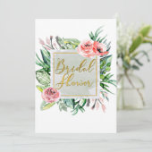 Elegant Modern Floral Bridal Shower Invitations Kaart (Staand voorkant)