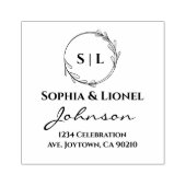 Elegant Modern Floral Bruiloft Retouradres Rubberstempel (Afrduk)